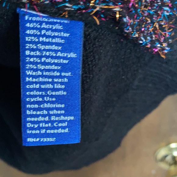 Offer $10 Apt 9 black multi color metallic accent polka dot retro sweater L - Picture 14 of 17